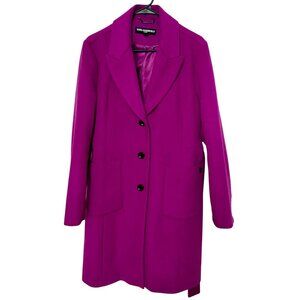 Karl Lagerfield Womens Purple Wool Pea Coat with Belt, Size Large